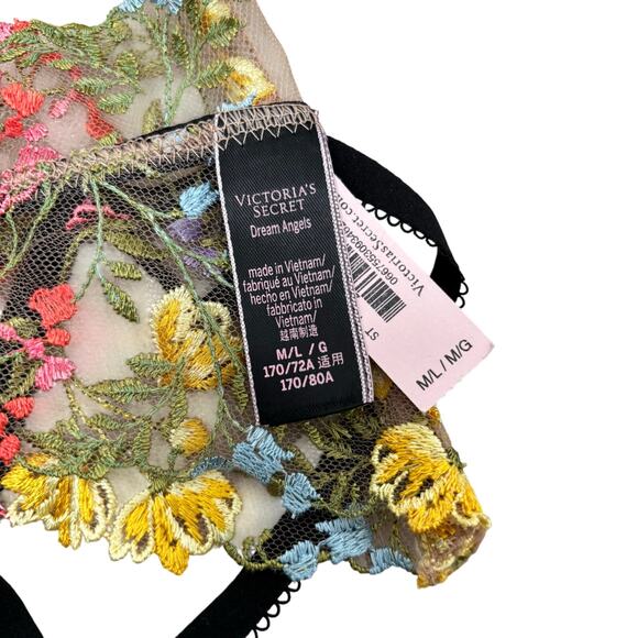 Victoria’s Secret Floral Embroidered Mesh Garter Belt Multicolor Lace Size M NWT - Picture 3 of 7